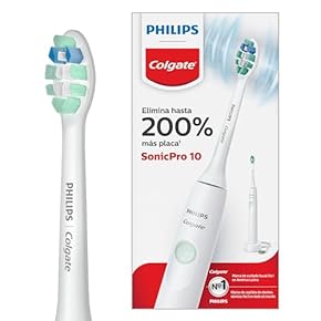 philips colgate cepillo de dientes eléctrico sonicpro 10 recargable, tecnología sónica, remueve 200% más placa, batería larga duración, ideal para buena higiene bucal